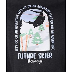 Bonfino Cotton Fleece Knit Oversized Drop Shoulder Full Sleeves Sweatshirt and Jogger Set with Skiing Scene Front & Back Print - Black & White