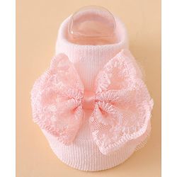 Bonfino Headband & Socks Combo Set With Bow Applique - Pink