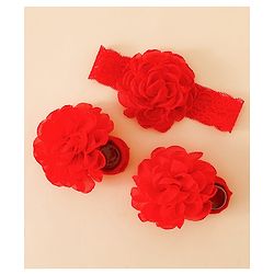 Bonfino Free Size Hair Accessories Combo Sets  - Red