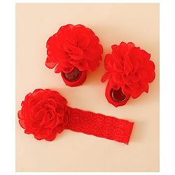 Bonfino Free Size Hair Accessories Combo Sets  - Red