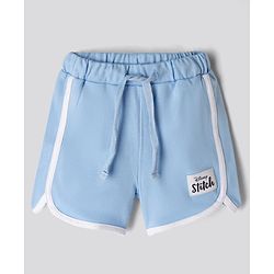 Bonfino Disney Interlock Knit Half Sleeves T-Shirt & Shorts Night Suit with Stitch Graphic - White