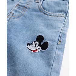 Bonfino Disney Full Length Denim Jeans With Mickey Mouse Embroidery - Blue