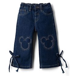 Bonfino Disney Full Length Denim Jeans With Minnie Mouse Graphic & Bow Applique - Blue