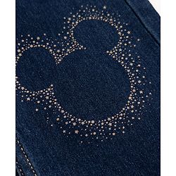 Bonfino Disney Full Length Denim Jeans With Minnie Mouse Graphic & Bow Applique - Blue