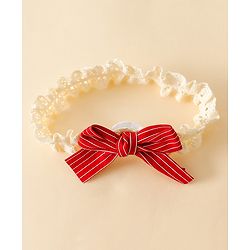 Bonfino Hair Accessories With Little Bow Charm Baby Booties Combo Set - Red