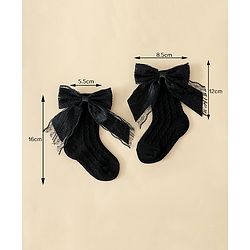 Bonfino Hair Accessories With Princess Bow Lace Socks & Headband Set - Black