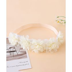 Bonfino Free Size Floral Headbands - Beige