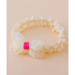 Bonfino Free Size Baby Headbands Bow Applique - White & Pink