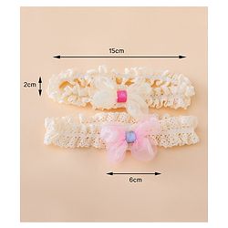 Bonfino Free Size Baby Headbands Bow Applique - White & Pink