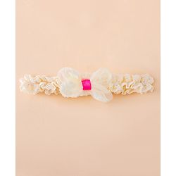 Bonfino Free Size Baby Headbands Bow Applique - White & Pink