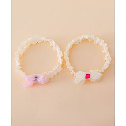 Bonfino Free Size Baby Headbands Bow Applique - White & Pink