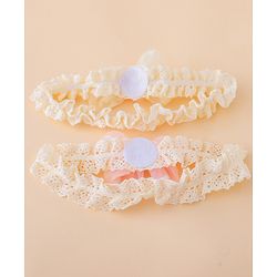 Bonfino Free Size Baby Headbands Bow Applique - White & Pink