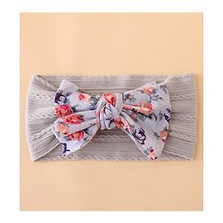 Bonfino Free Size Baby Headbands With Floral Print Bow Applique Pack of 5 - Multicolor