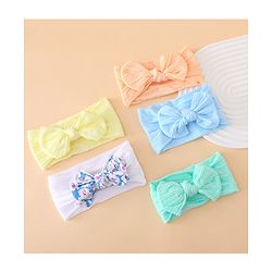 Bonfino Free Size Baby Headbands With Bow Applique Pack of 5 - Multicolor