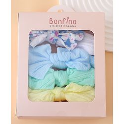 Bonfino Free Size Baby Headbands With Bow Applique Pack of 5 - Multicolor