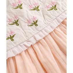 Bonfino 100% Cotton Woven Fit and Flare Dress with Full Sleeves and Floral Embroidery in Pink