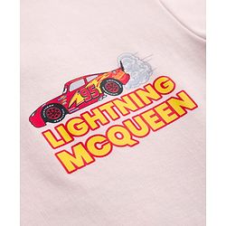 Bonfino Disney Interlock Knit Half Sleeves Oversized T-Shirt with Front & Back Car Graphics - Peach