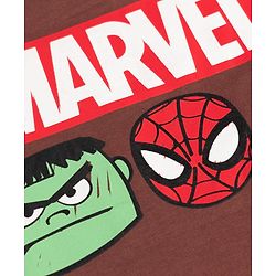Bonfino Marvel Interlock Knit Half Sleeves T-Shirt with Front & Back Avengers Print - Brown
