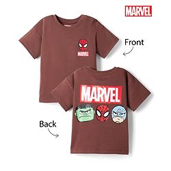 Bonfino Marvel Interlock Knit Half Sleeves T-Shirt with Front & Back Avengers Print - Brown