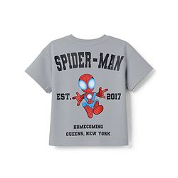 Bonfino Marvel Interlock Knit Half Sleeves T-shirt and Shorts With Front and Back Spider-man Graphic - Grey