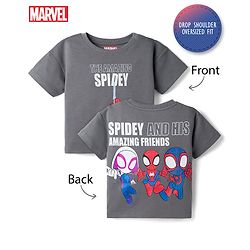 Bonfino Marvel 100% Cotton Knit Half Sleeves T-Shirt With Spider-Man Graphic - Grey