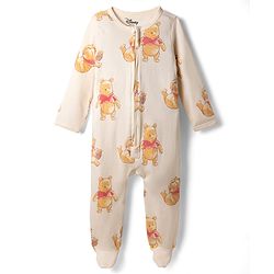 Bonfino Disney 100% Cotton Interlock Knit Full Sleeves Sleep Suits with Winnie the Pooh Print Pack of 2 - Off White