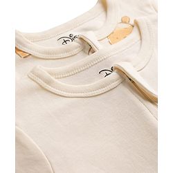 Bonfino Disney 100% Cotton Interlock Knit Full Sleeves Sleep Suits with Winnie the Pooh Print Pack of 2 - Off White