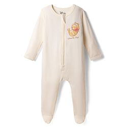Bonfino Disney 100% Cotton Interlock Knit Full Sleeves Sleep Suits with Winnie the Pooh Print Pack of 2 - Off White
