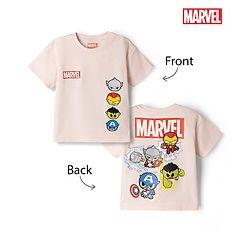 Bonfino Marvel Cotton Interlock  Knit Half Sleeves T-Shirt with Front and Back Avengers Print - Light Pink