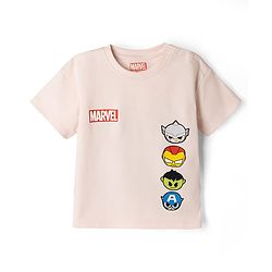 Bonfino Marvel Cotton Interlock  Knit Half Sleeves T-Shirt with Front and Back Avengers Print - Light Pink