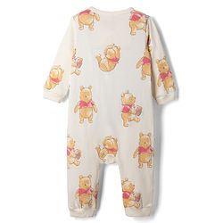 Bonfino Disney 100% Cotton Interlock Knit Full Sleeves Rompers With Winnie the Pooh Graphic Pack of 2 - White