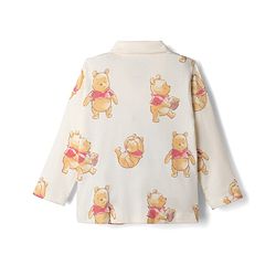 Bonfino Disney Interlock Knit Full Sleeves Co-Ords Shirt & Pyjama Night Suit with Winnie the Pooh Graphics - Offwhite