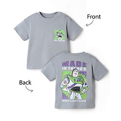 Bonfino Disney Cotton Knit  Half Sleeves T-Shirt with Front & Back Buzz Lightyear Print - Grey