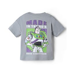 Bonfino Disney Cotton Knit  Half Sleeves T-Shirt with Front & Back Buzz Lightyear Print - Grey