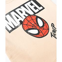 Bonfino Marvel Interlock Knit Half Sleeves T-Shirt & Shorts With Marvel Graphic - Peach