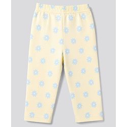 Bonfino 100% Cotton Knit Full Sleeves T-Shirt & Pant Co-ords Set With Floral Print - Light Yellow