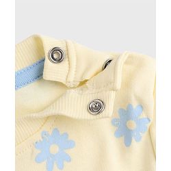 Bonfino 100% Cotton Knit Full Sleeves T-Shirt & Pant Co-ords Set With Floral Print - Light Yellow