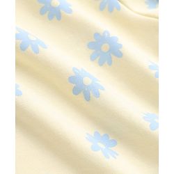 Bonfino 100% Cotton Knit Full Sleeves T-Shirt & Pant Co-ords Set With Floral Print - Light Yellow