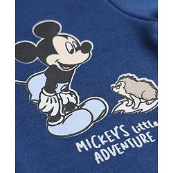 Bonfino Disney 100% Cotton Interlock Knit Full Sleeves Sleepsuits with Mickey Mouse Graphic Print Pack of 2 - Navy Blue & White