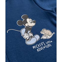 Bonfino Disney 100% Cotton Interlock Knit Full Sleeves Sleep Suits with Mickey Mouse Graphic Print Pack of 2 - Navy Blue & White