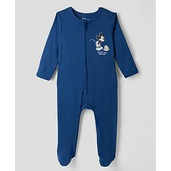 Bonfino Disney 100% Cotton Interlock Knit Full Sleeves Sleep Suits with Mickey Mouse Graphic Print Pack of 2 - Navy Blue & White
