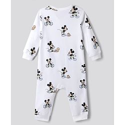 Bonfino Disney 100% Cotton Knit Full Sleeve Romper With Mickey Mouse Graphic Pack of 2 - Light Blue White