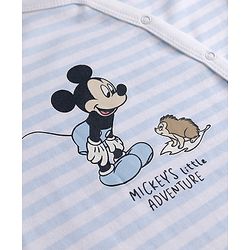Bonfino Disney 100% Cotton Knit Full Sleeve Romper With Mickey Mouse Graphic Pack of 2 - Light Blue White