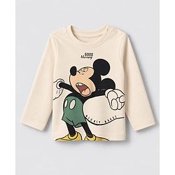 Bonfino Disney 100% Cotton Interlock Knit Full Sleeves Co-ord Striped T-Shirt & Pajama Night Suit with Mickey Mouse & Friends Graphic Print Pack of 3 - Cream White & Beige