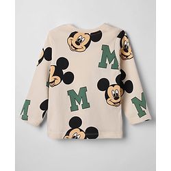 Bonfino Disney 100% Cotton Interlock Knit Full Sleeves Co-ord Striped T-Shirt & Pajama Night Suit with Mickey Mouse & Friends Graphic Print Pack of 3 - Cream White & Beige