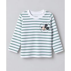 Bonfino Disney 100% Cotton Interlock Knit Full Sleeves Co-ord Striped T-Shirt & Pajama Night Suit with Mickey Mouse & Friends Graphic Print Pack of 3 - Cream White & Beige
