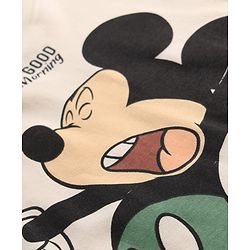 Bonfino Disney 100% Cotton Interlock Knit Full Sleeves Co-ord Striped T-Shirt & Pajama Night Suit with Mickey Mouse & Friends Graphic Print Pack of 3 - Cream White & Beige