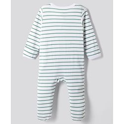 Bonfino Disney 100% Cotton Interlock Knit Full Sleeves Striped Sleep Suits with Mickey Mouse Graphic Print Pack of 2 - White & Cream