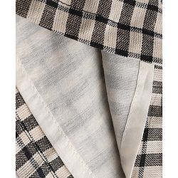 Bonfino Woven 100% Cotton Full Sleeves Y/D Checks Fit & Flare Dress With Collar and Frill Detail - Beige