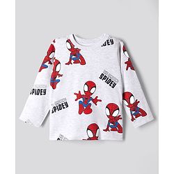 Bonfino Marvel 100% Cotton Interlock Knit Full Sleeves Co-Ords T-Shirt & Pyjama Night Suit with Spider Man Graphics Pack of 2 - White